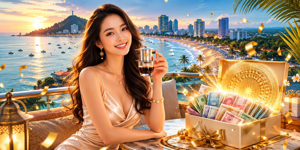 Người dùng Vũng Tàu uống cà phê và đọc đánh giá nền tảng casino trực tuyến
